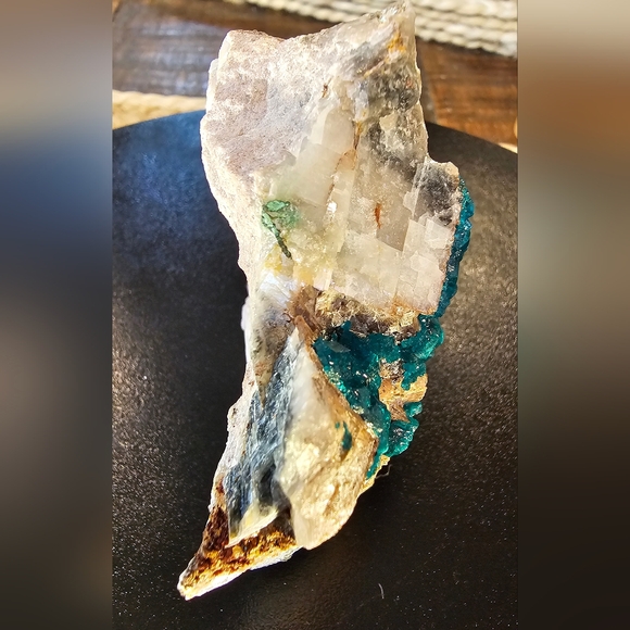 Dioptase with Optic Calcite And Tourmaline-UV Reactive 3.3 X 3.1 - Picture 10 of 15